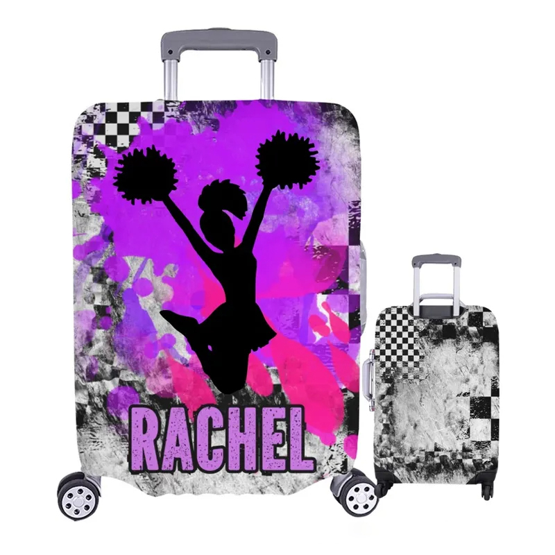 Personalized Cheerleader Girls Luggage Cover with Silhouette and Custom Name Cheerleader Gifts for Vacations or Trips  