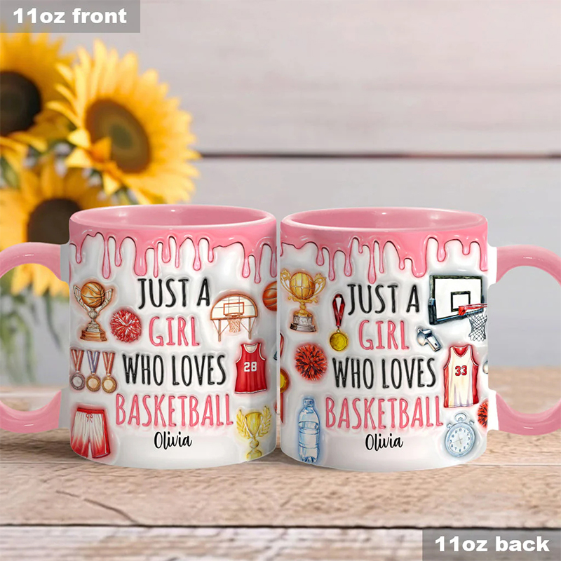 Personalized "Just a Girl Who Loves Basketball" Mug with Custom Text for Female Players and Fans