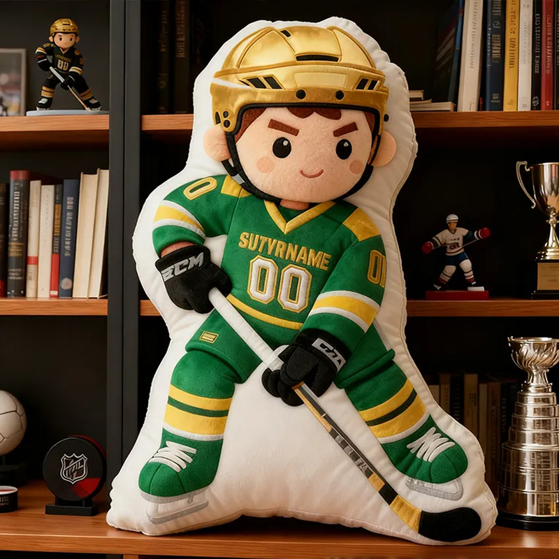 Personalized Ice Hockey Player Pillow with Custom Name and Number Perfect Gift for Hockey Enthusiasts
