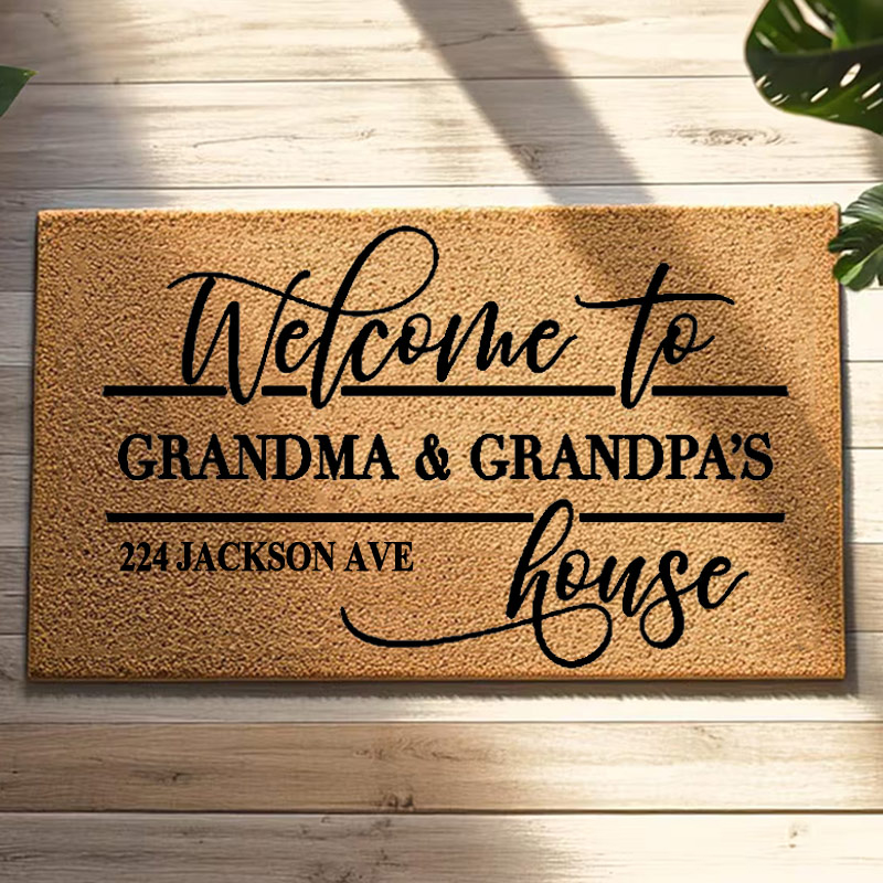 Personalized Welcome Doormat Custom Coir Mat with Name Indoor Outdoor Mat for Grandparent Housewarming New Home Gift 