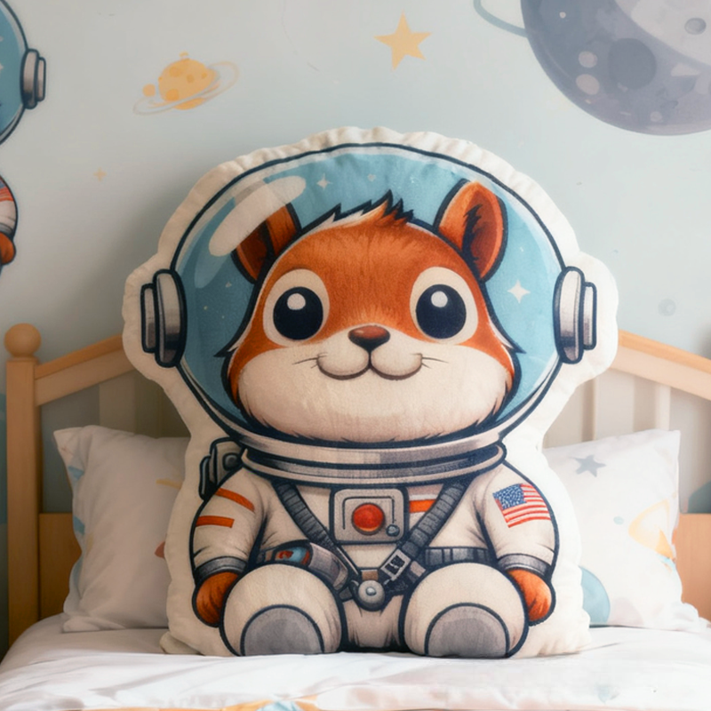 Personalized Animal Astronauts with Name Graphic 3D Print Pillow Christmas Gift for Kids Birthday Gift