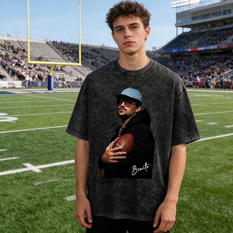 Personalized Benito Super Bowl Washed T-Shirt Perfect for Football Fans and Trendsetters