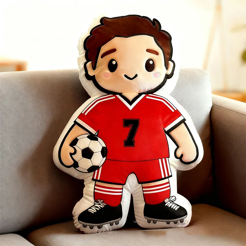 Personalized Soccer Player Pillow with Custom Jersey Number