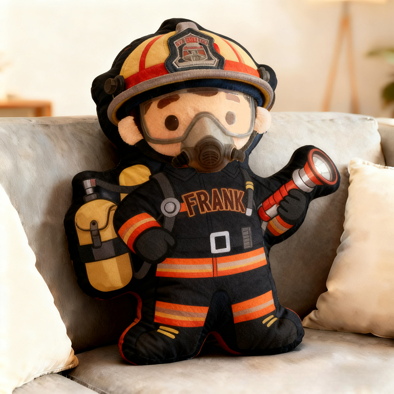 Personalized Cute Firefighter Pillow with Custom  Graphic 3D Print Name Pillow 