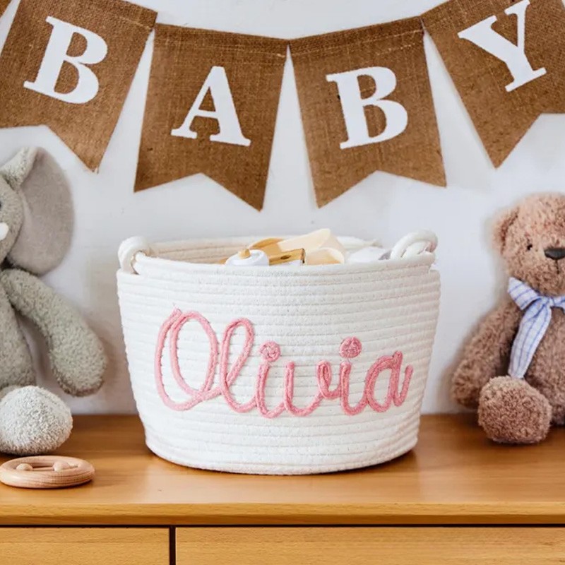 Personalized Basket with Name Baby Toys Basket Baby Shower Gift Newborn Baby Name Gift