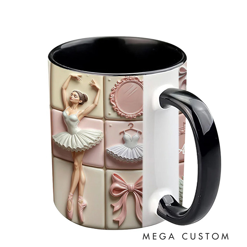 Personalized 2D Flat Ballerina Girl Ballet Mug Dancer Mug Ballet Dance Lover Mug Dancing Gift Coffee Mug