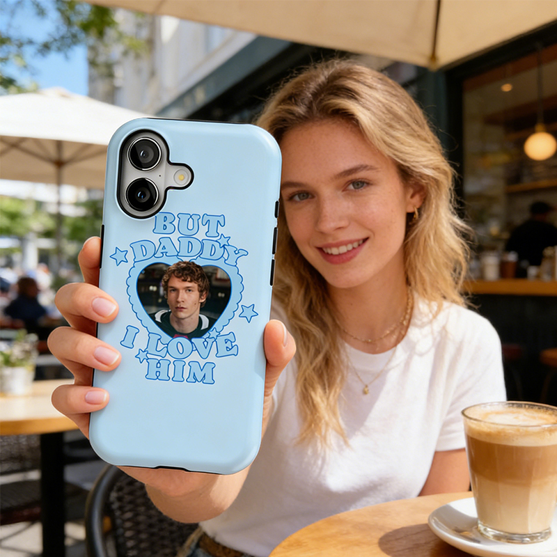 Personalized "But Daddy I Love Him" Hockey Heart Phone Case for Ice Hockey Fandom & Romance Lovers