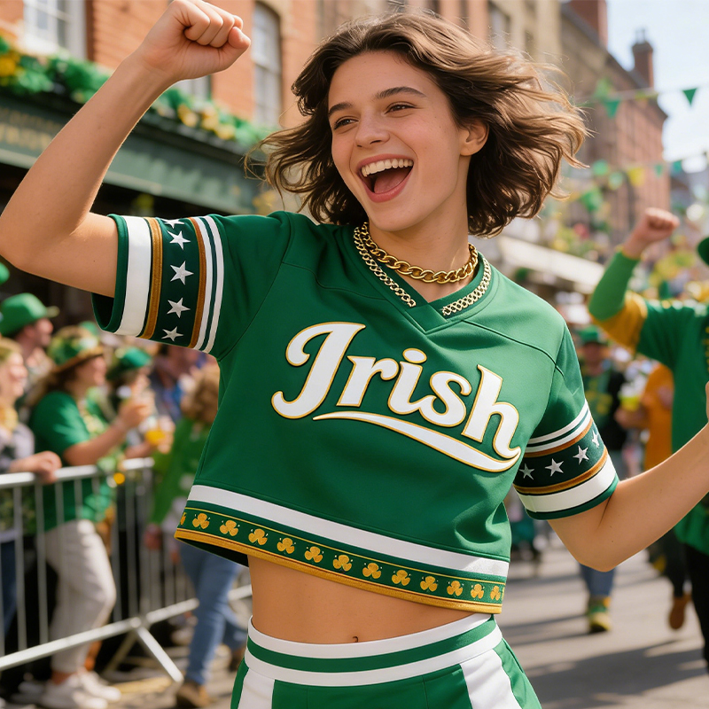 Personalized Irish St. Patrick's Crop Top Jersey with Custom Name and Number