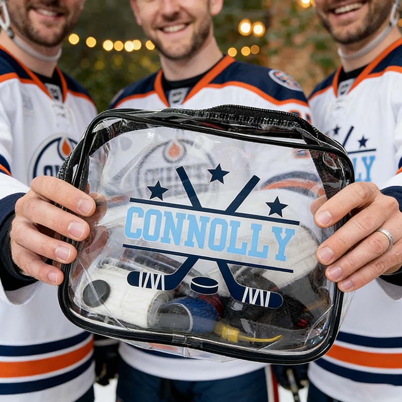 Personalized Ice Hockey Clear Snack Bag with Custom Name for Game Day Essentials and Travel