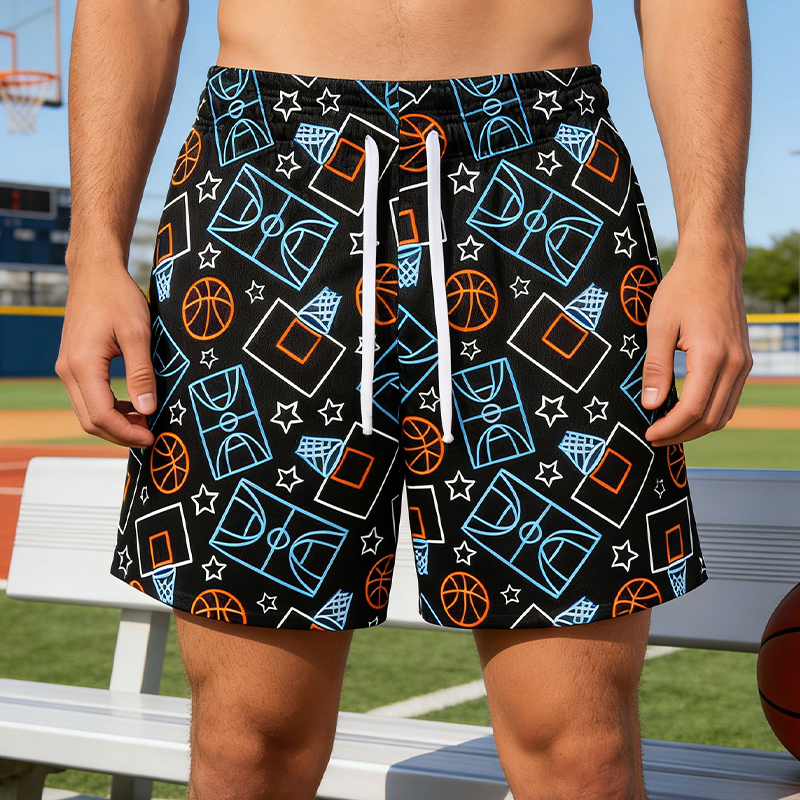 Personalized Basketball Court Print Shorts for Streetball Enthusiasts and Basketball Fans