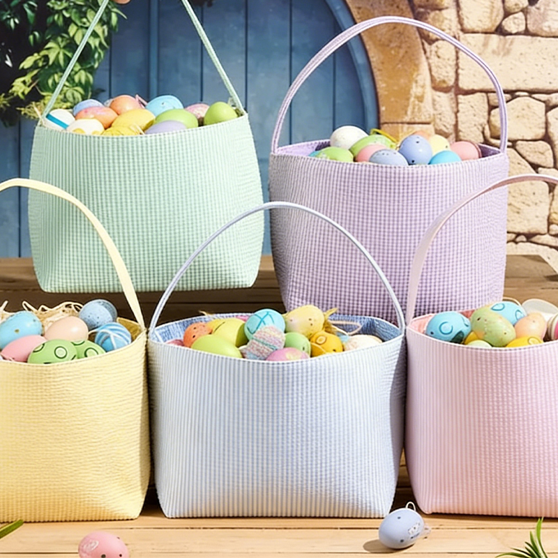 Personalized Basketball Bunny Easter Basket with Custom Name Gingham Tote for Kids Easter Gifts