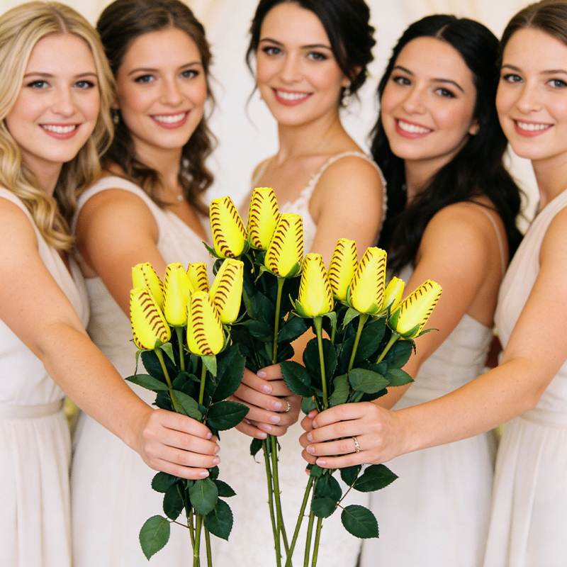 Personalized Softball Rose Bouquet with Custom Text for Weddings, Graduations, and Team Celebrations Gifts 