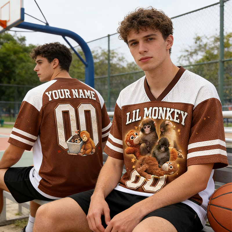  Personalized "Lil Monkey" Mesh Football Jersey Custom Name & Number for Animal Enthusiasts