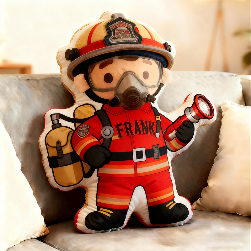 Personalized Cute Firefighter Pillow with Custom  Graphic 3D Print Name Pillow 
