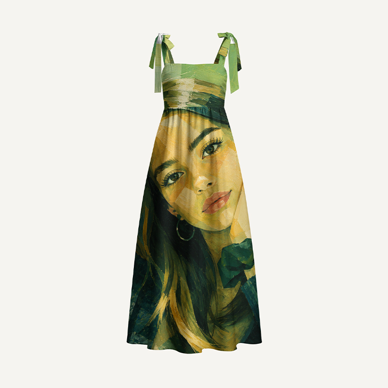 Personalized Oil Painting Photo Maxi Dress Custom Image Gift for Summer