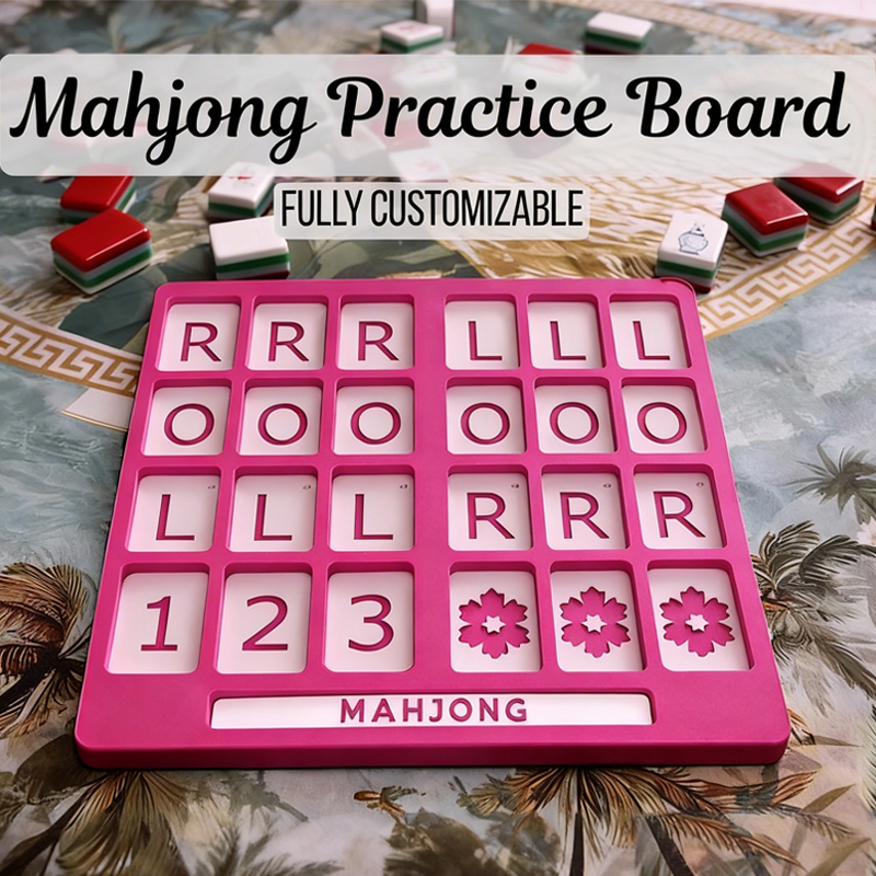 Mahjong Practice Board Reusable Training 3D Printed Board Customizable Colors Colors Training Aid