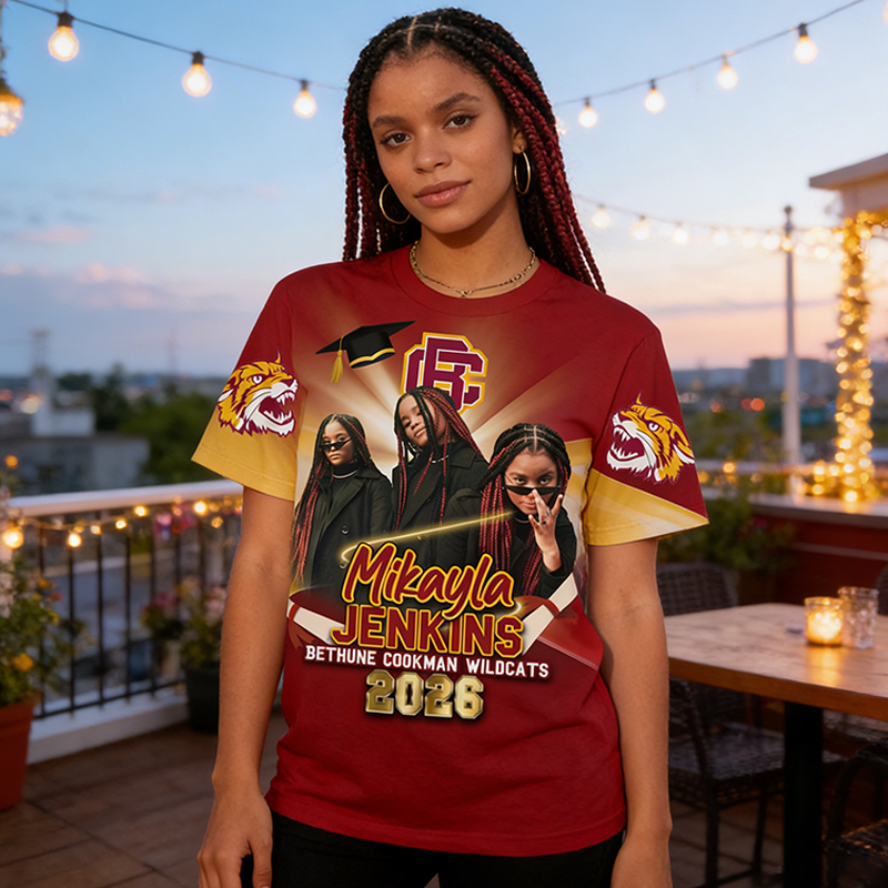 Personalized All Over Print Graduation T-Shirt Custom Photo Name School Commemorative Outfit for Class of 2026