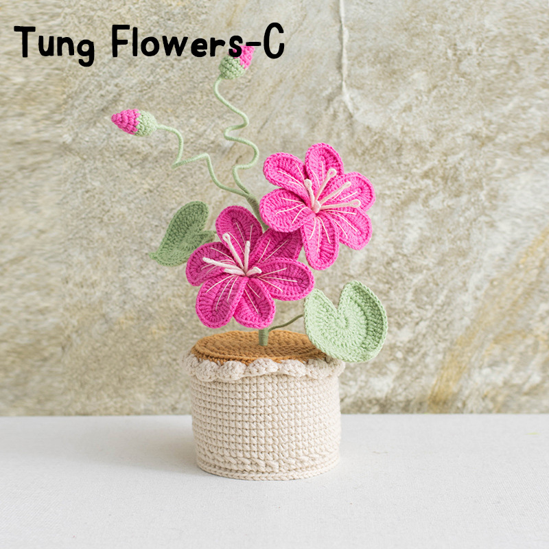 Handmade Crochet Sunflower Rose Lily Flower Pot Mother S Day Birthday Graduation Decor Cute Gift for Her Kid Girlfriend Friend Mom Grandma