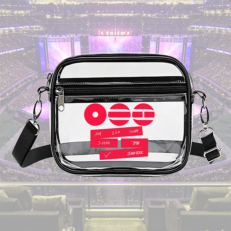 Personalized BTS Clear Crossbody Bag Custom K-Pop Concert Transparent Stadium Bag Bangtan Army Bag for Women Girls Fans Concert Gift