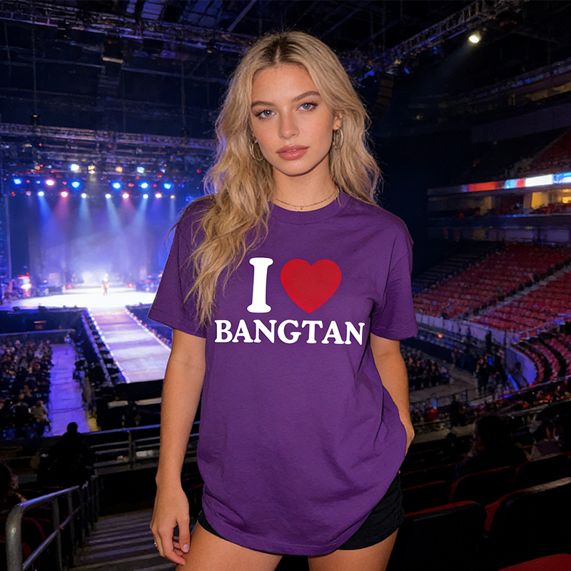 Personalized I Love Custom Name Print T-Shirt K-Pop Inspired Casual Tee for Concert Fans