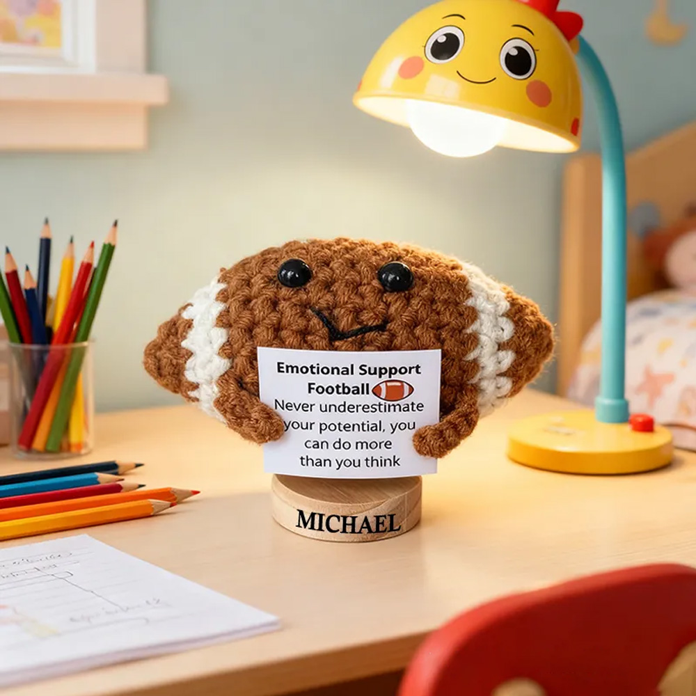 Personalized Emotional Support Football Toy with Custom Name Cheer Up Gifts For Football Team Players 