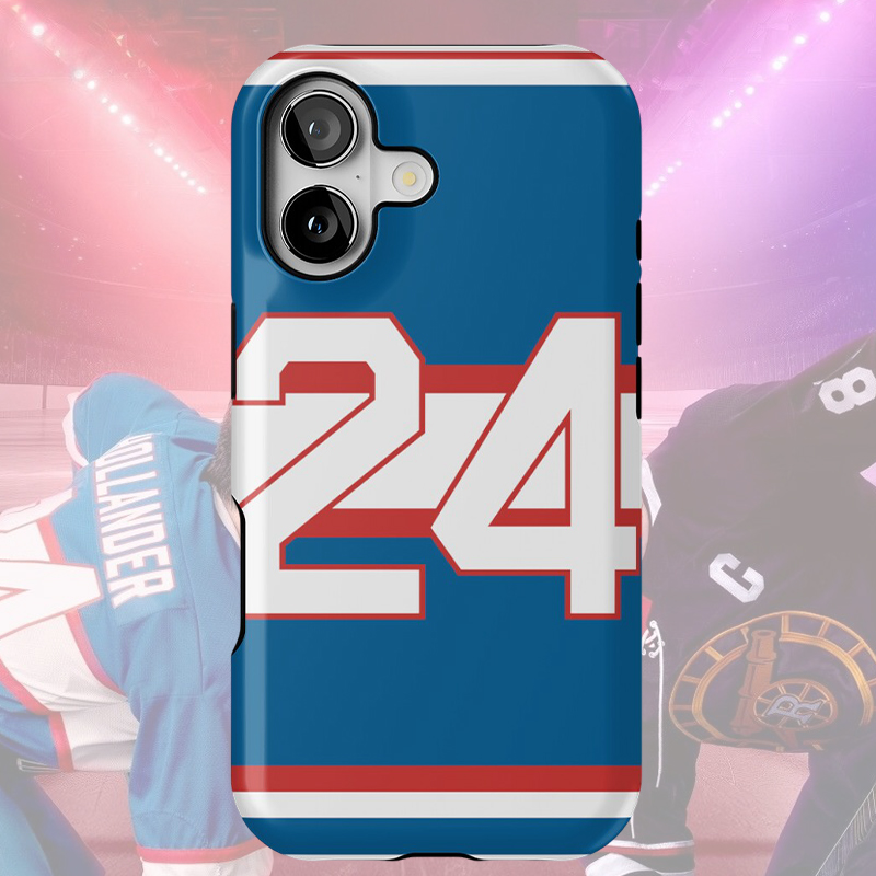 Personalized HR Theme Retro Blue Hockey Jersey Phone Case for Team Supporters and Game Day Enthusiasts