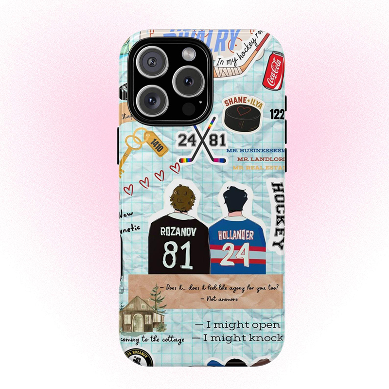 Personalized Hockey Fan Theme Sticker Collage Phone Case HR  Romance Protective Cover for Sports Enthusiasts