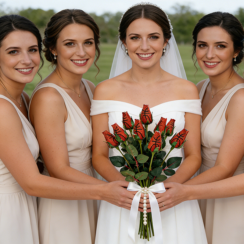 Personalized Basketball Rose Bouquet with Custom Text for Weddings ,Graduations, Team and Game Day Gifts 