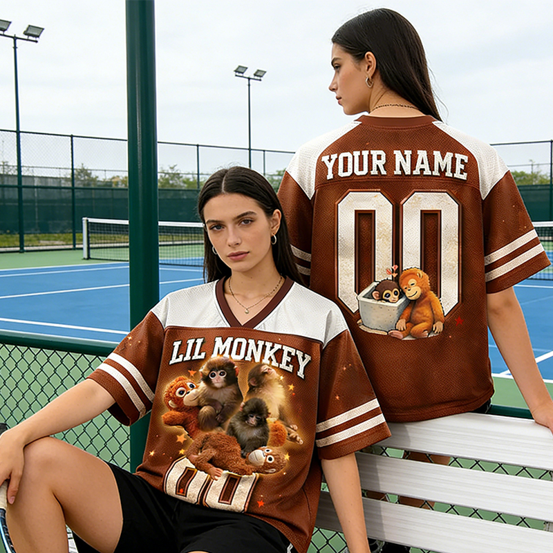  Personalized "Lil Monkey" Mesh Football Jersey Custom Name & Number for Animal Enthusiasts