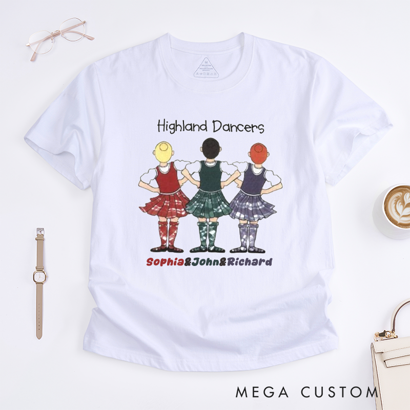Personalized Highland Dance T-Shirts Scottish Dancer Gift Unisex Custom Name Tee Best Buns Kilt Lovers Apparel Present for Dancer