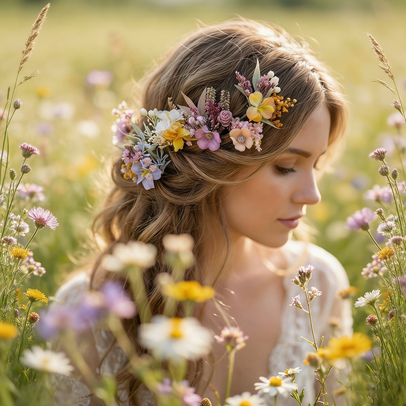 Personalized Boho Floral Wedding Hair Pins Custom Dried Flower Hair Accessories for Brides and Bridesmaids