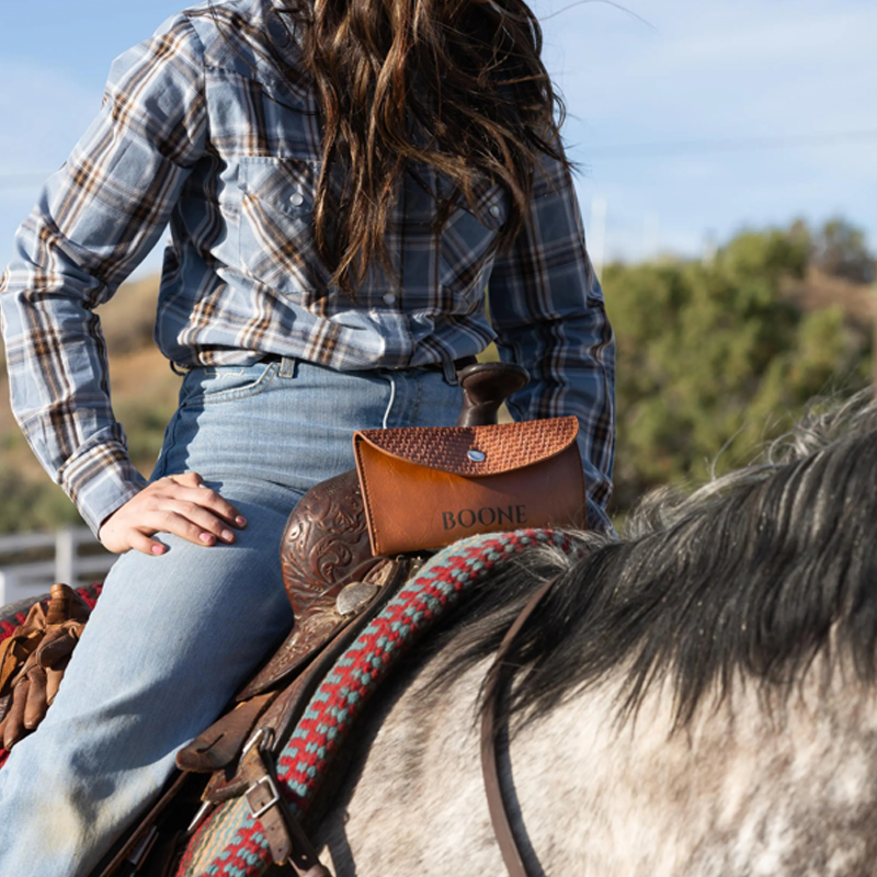 Personalized Horse Saddle Bag & Phone Holder Custom Name Equestrian Bag Rustic Western Keepsake for Horse Enthusiasts