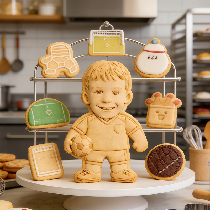 Personalized Soccer Player Custom Face Cookie Cutter for Kids and Sports Fans 