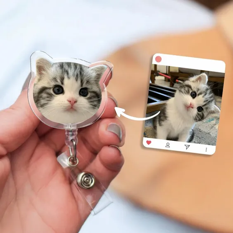Personalized Pet Lovers Dog Badge Reel Custom Pet Portrait Photo Badge Reel Nurse Badge Reel Retractable Badge Holder Custom Photo Badge Reel 
