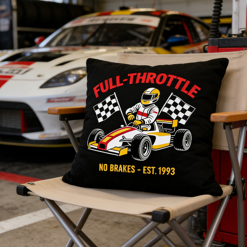 Personalized Formula Racing Pillow Custom Text Gift for Car Enthusiasts and Racing Fans