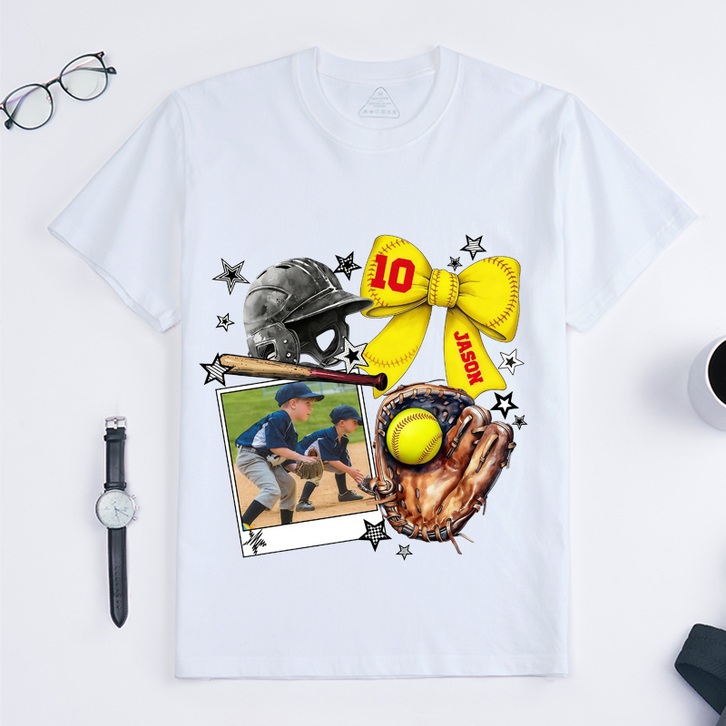 Personalized Baseball Photo T-Shirt Baseball Mom Shirt Custom Name Number and Photo Gift for Baseball Mom