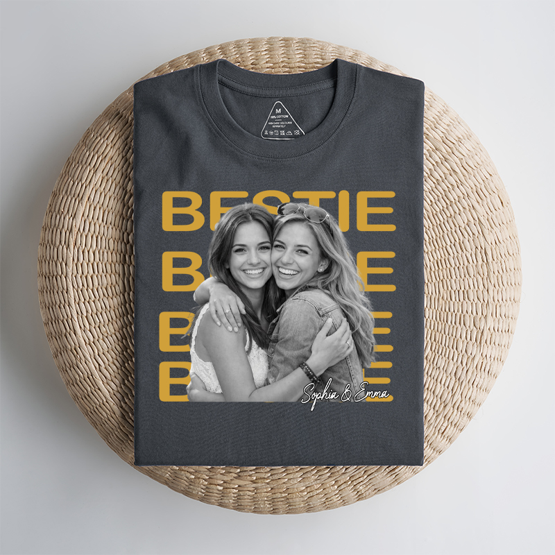Personalized Bestie T-Shirt Bestie Custom Photo and Name Gift for Friend