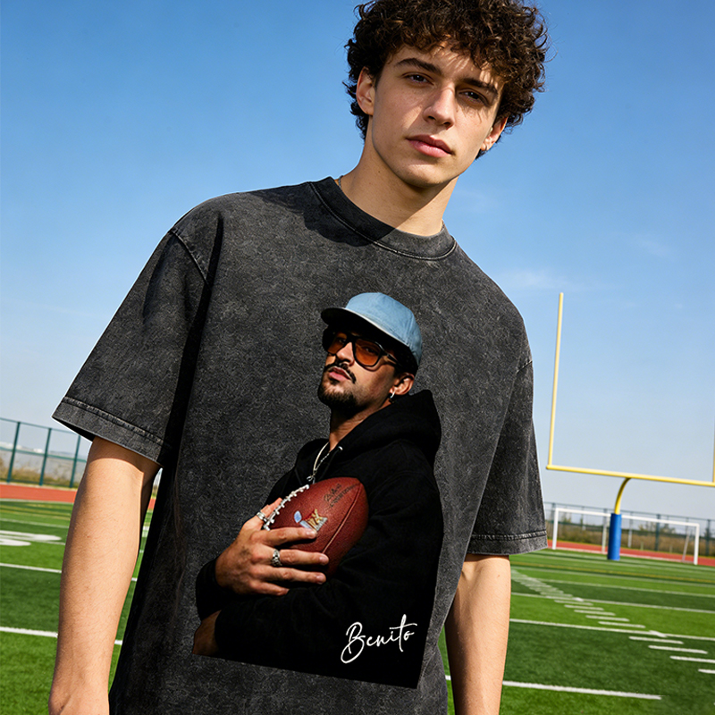 Personalized Benito Super Bowl Washed T-Shirt Perfect for Football Fans and Trendsetters
