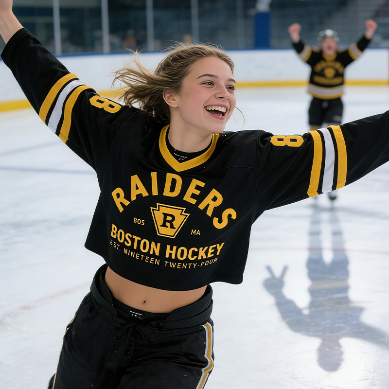 Personalized Women's Hockey Crop Jersey with Bold Team Logo and Custom Name & Number  