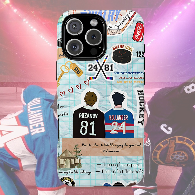 Personalized Hockey Fan Theme Sticker Collage Phone Case HR  Romance Protective Cover for Sports Enthusiasts