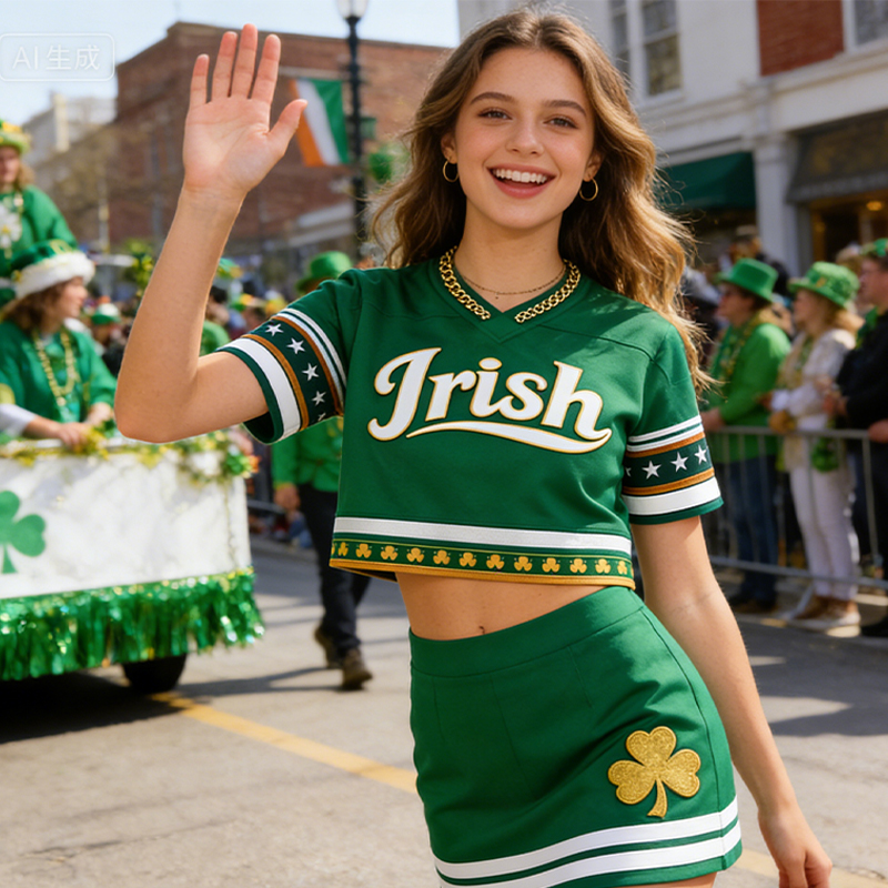 Personalized Irish St. Patrick's Crop Top Jersey with Custom Name and Number