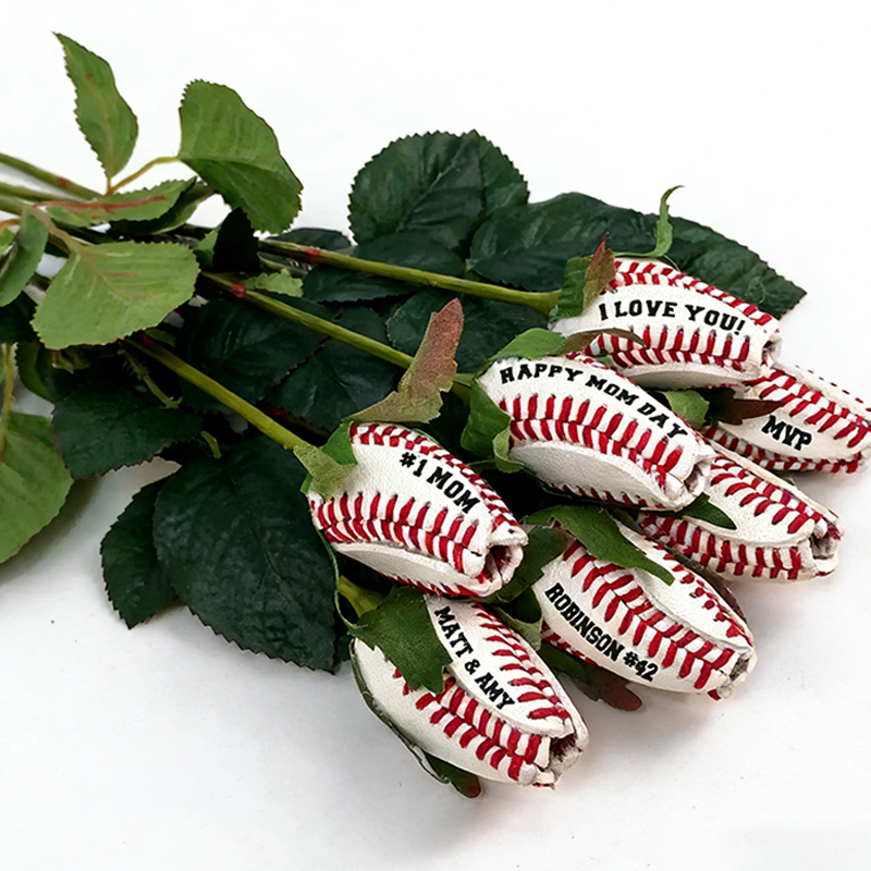 Personalized Baseball Rose Bouquet with Custom Text for Team Members and Fans, Gift for Weddings, Graduations, and Coaches