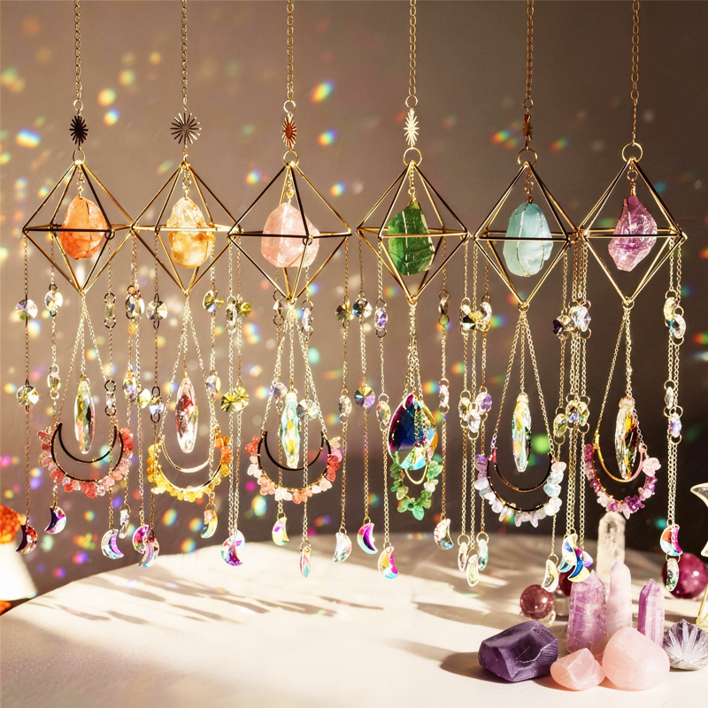 Sun Catcher for Window Hanging Healing Crystal Suncatcher Christmas Gift for Her Birthday Gift Wall Decor Boho Room Decor Rainbow Maker