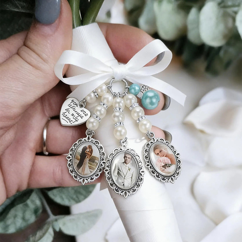 Personalized Wedding Bouquet Photo Pendant Custom Memorial Pendant for Brides Unique Bridal Keepsake to Honor Deceased Loved Ones