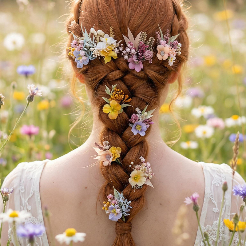 Personalized Boho Floral Wedding Hair Pins Custom Dried Flower Hair Accessories for Brides and Bridesmaids