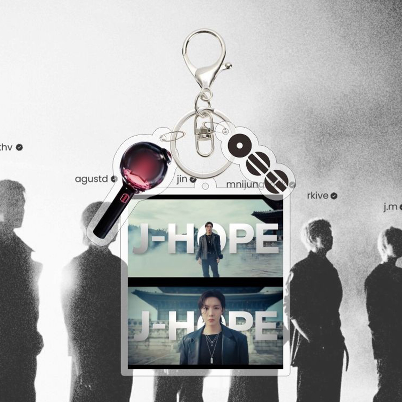 Personalized K-pop Photo Acrylic Keychain with Army Bomb Charm Kpop Fan Gift