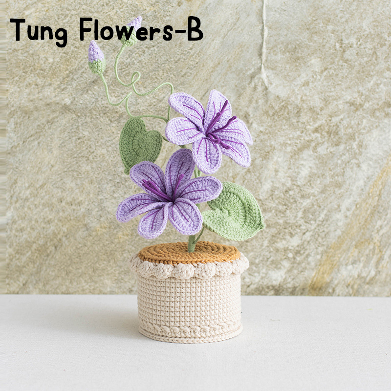 Handmade Crochet Sunflower Rose Lily Flower Pot Mother S Day Birthday Graduation Decor Cute Gift for Her Kid Girlfriend Friend Mom Grandma