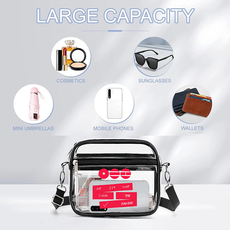 Personalized BTS Clear Crossbody Bag Custom K-Pop Concert Transparent Stadium Bag Bangtan Army Bag for Women Girls Fans Concert Gift