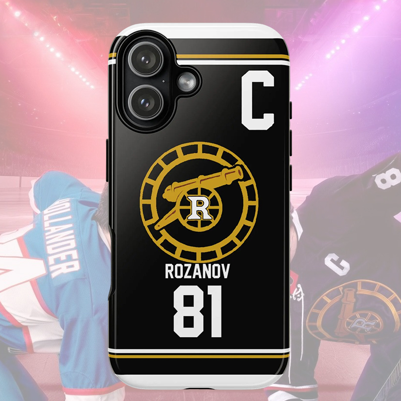 Personalized HR Theme Ice Hockey Black and Gold Jersey Phone Case for Ice Hockey Fans