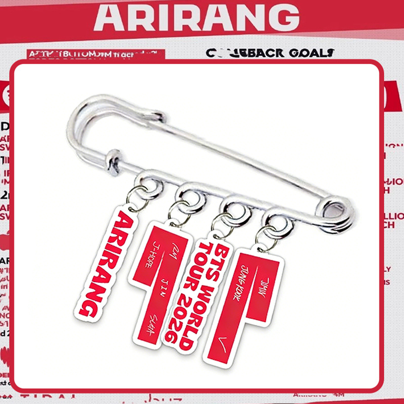 Personalized ARIRANG  World Tour 2026 Red Tag Safety Pin Brooch for ARMY
